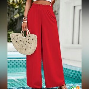 Women's Red Wide-Leg Pants